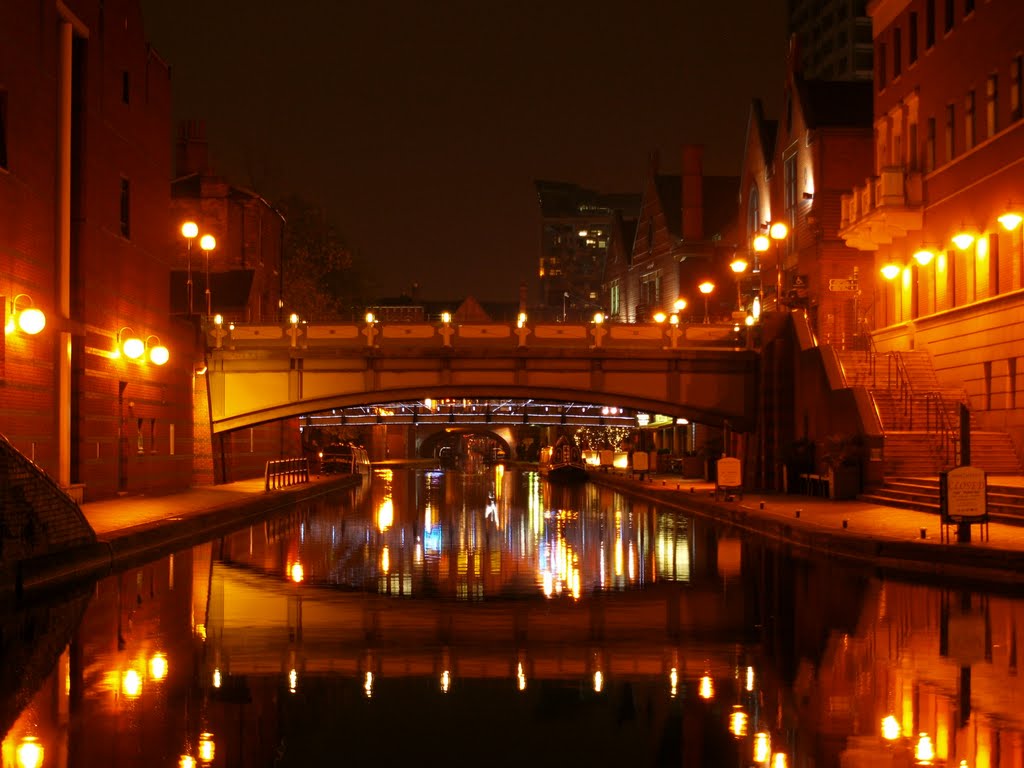Birmingham Canal at Night Near Sea World....