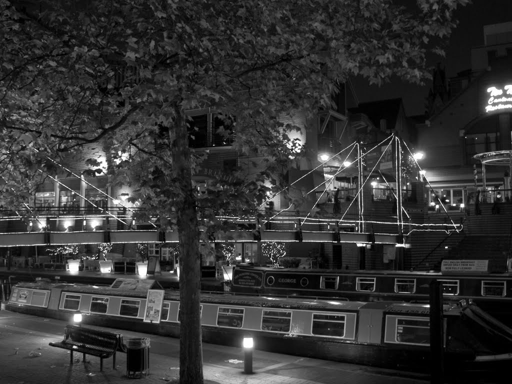Birmingham Canal at Night Near Broad Street....