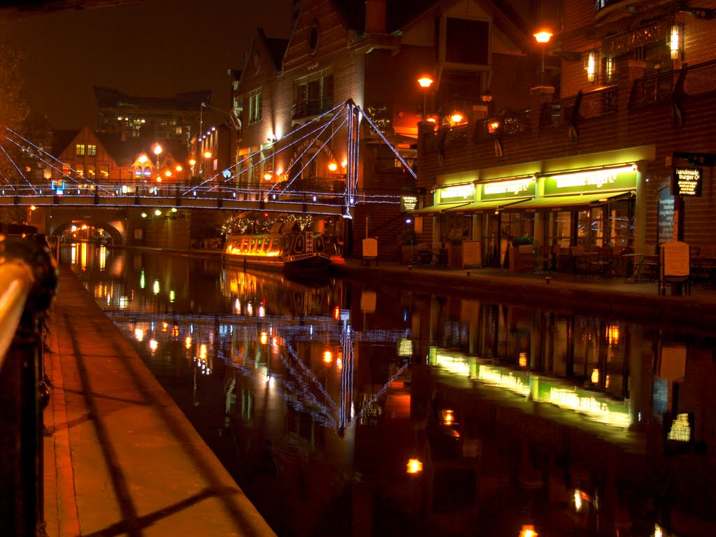 Birmingham Canal at Night Nr Symphony Hall....