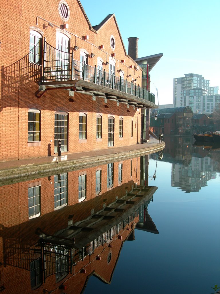 Building Reflection In The Canal. Birmingham