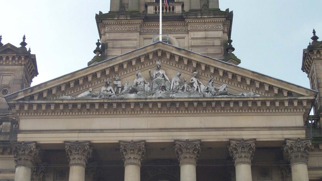 front carvings on town hall, Bolton