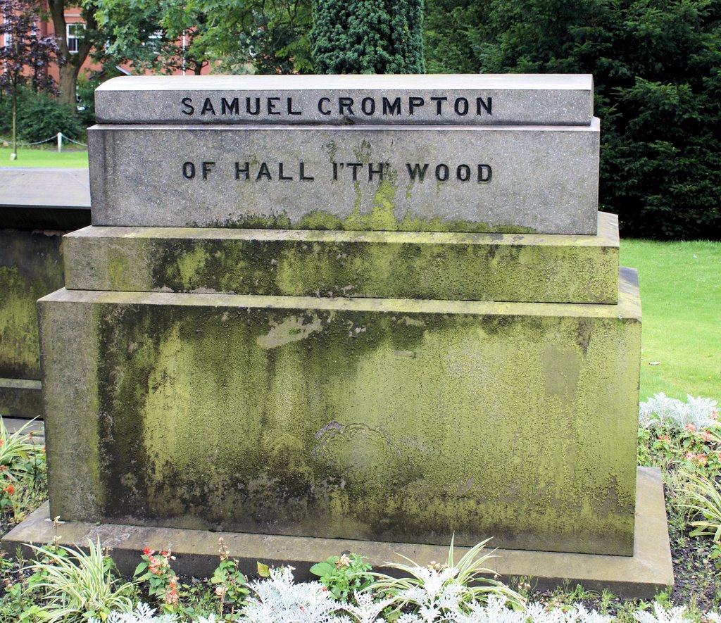 THE GRAVE OF SAMUEL CROMPTON INVENTOR OF THE SPINNING MULE.