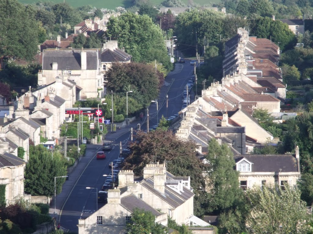 Trowbridge Road, Bradford on Avon; view from Tory