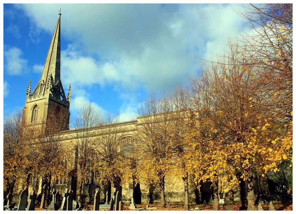 Last of the autumn leaves, Christ Church, Bradford On Avon