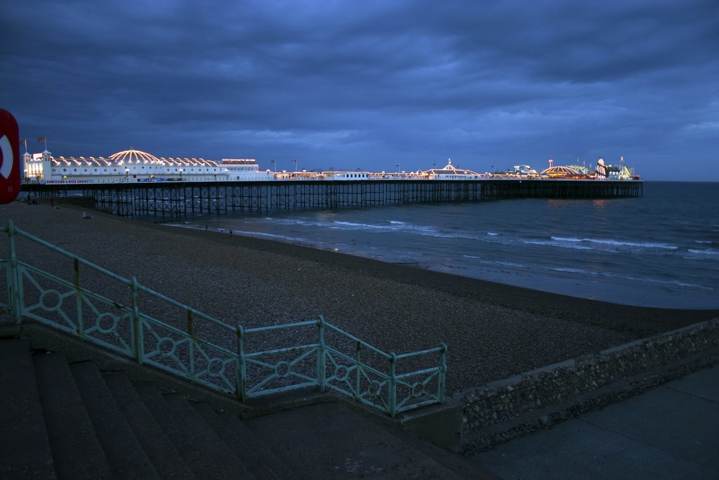 View to Brighton Pier by night, United Kingdom