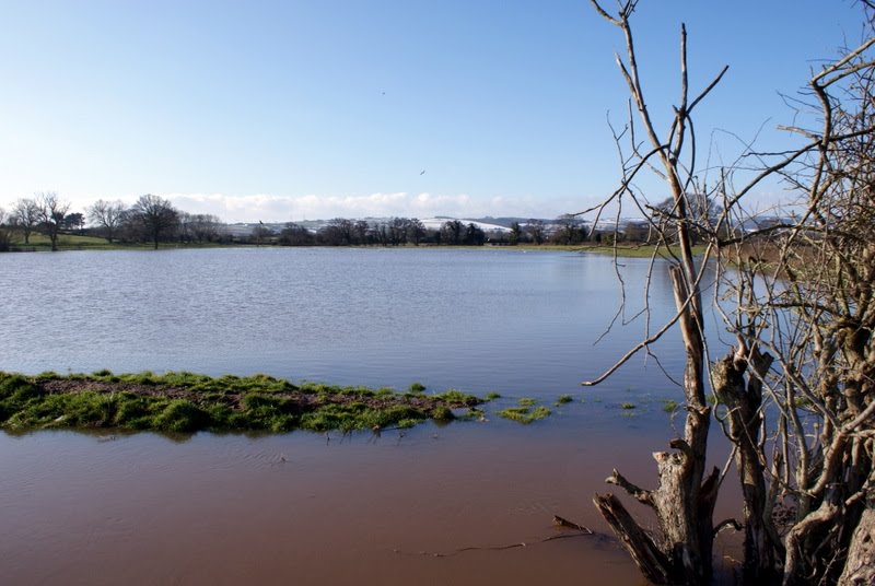 Quantock Hills across flooded fields