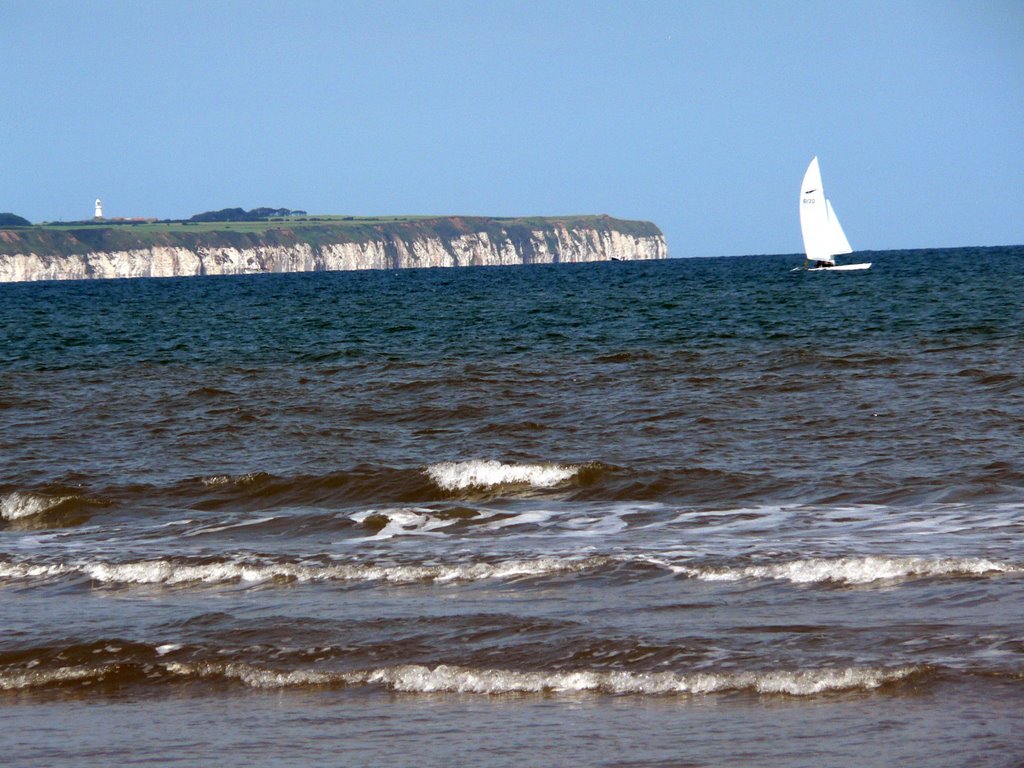 Yacht off Flamborough Head from South Beach