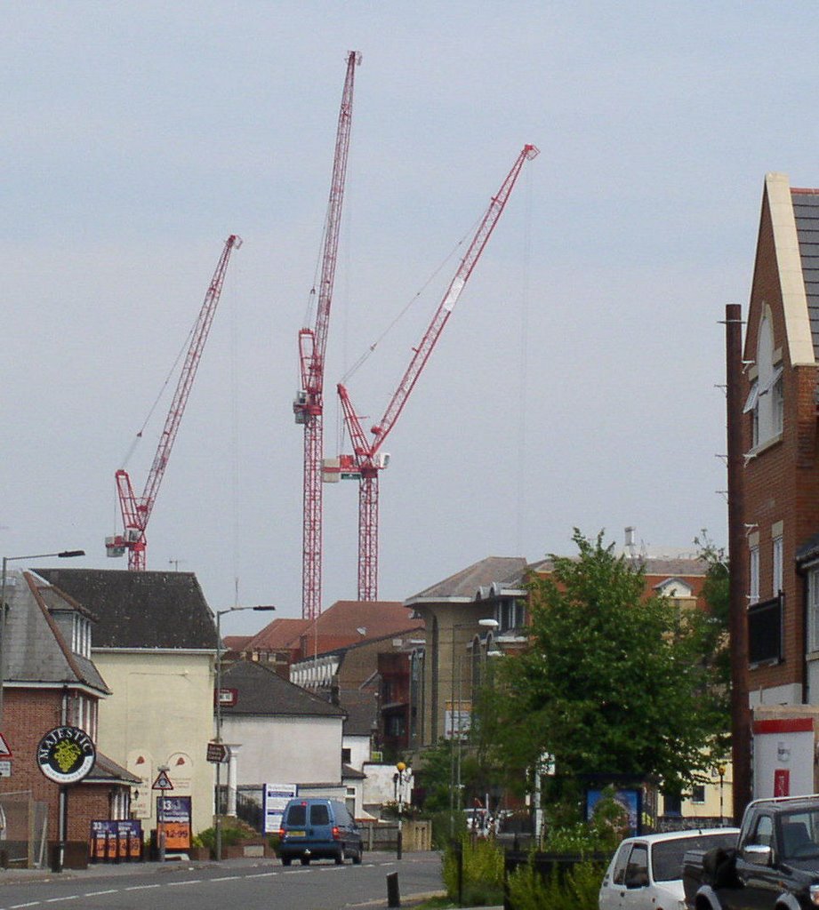 Cranes nesting on Woking rooftops