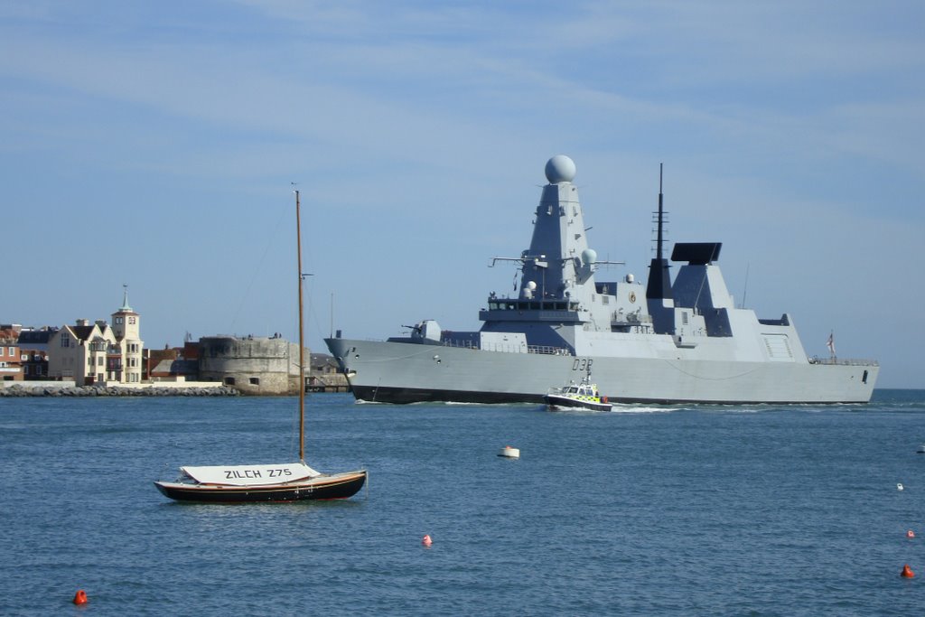 HMS Daring entering Portsmouth Harbour