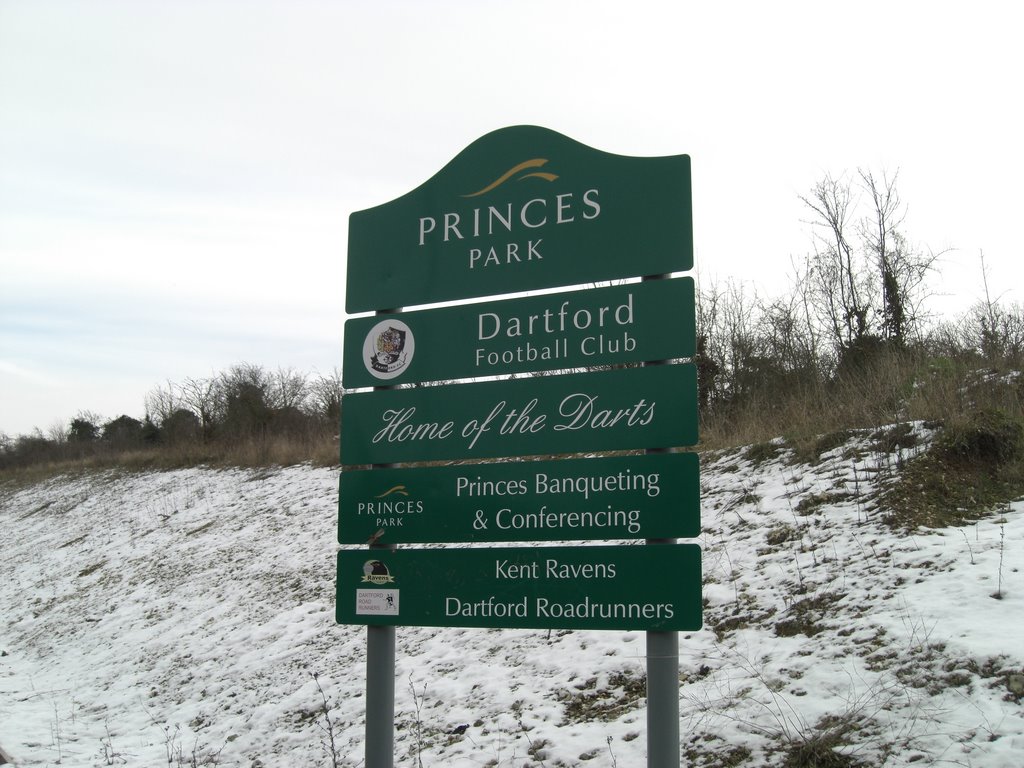 Sign outside Princes Park, Dartford, Kent