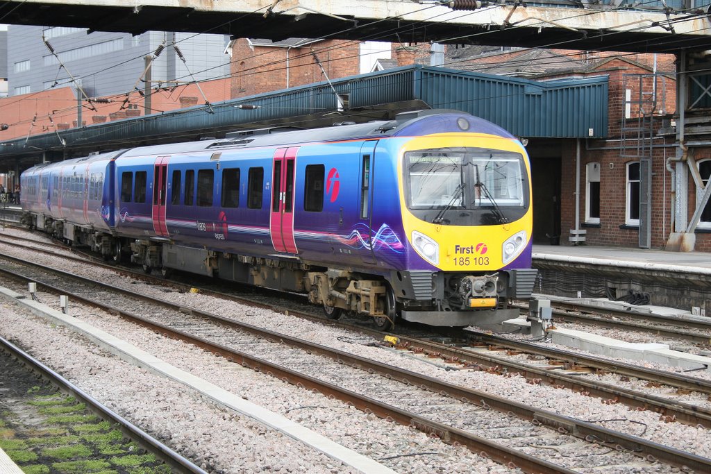 First Trans Pennine Class 185 No.185 103 at Doncaster on a Manchester Airport service