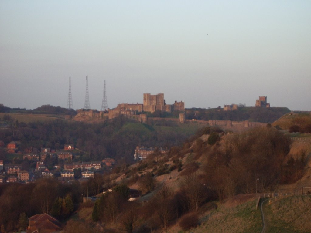 Dover Castle from the Western Heights Trail, Kent, England, United Kingdom