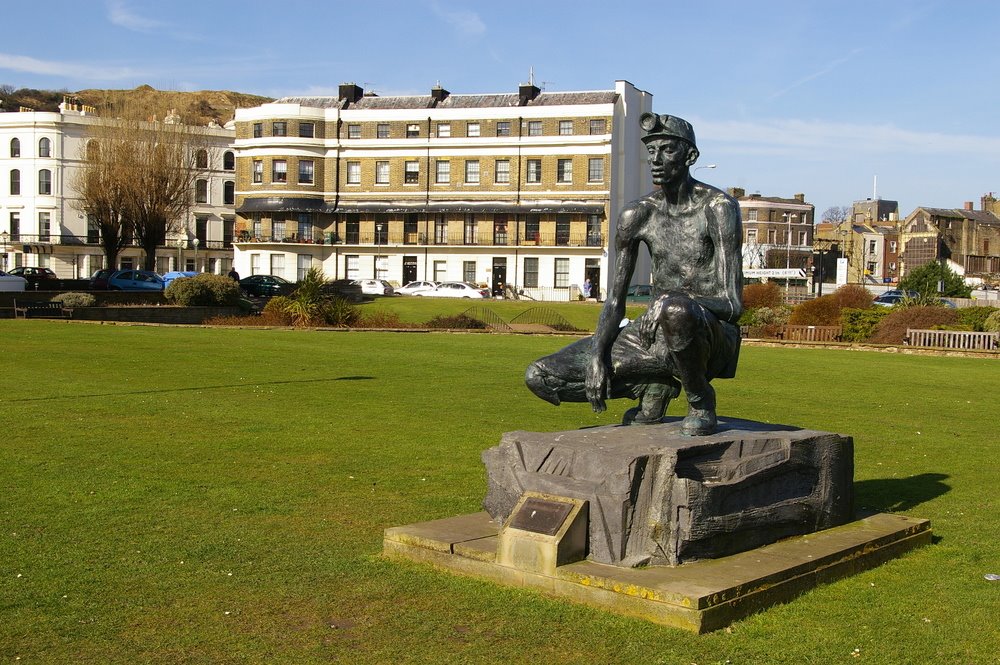 The Waiting Miner Statue, Marine Parade, Dover, Kent, United Kingdom