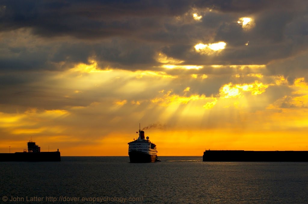 MS Saga Ruby Cruise Ship and a God of the Night, Dover Harbour, Kent, UK