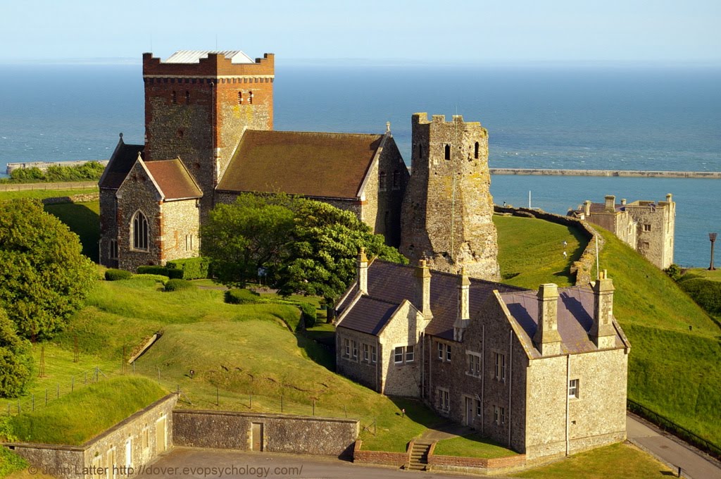 Roman Pharos and Saxon Church from the Norman Keep of Dover Castle, Kent, UK