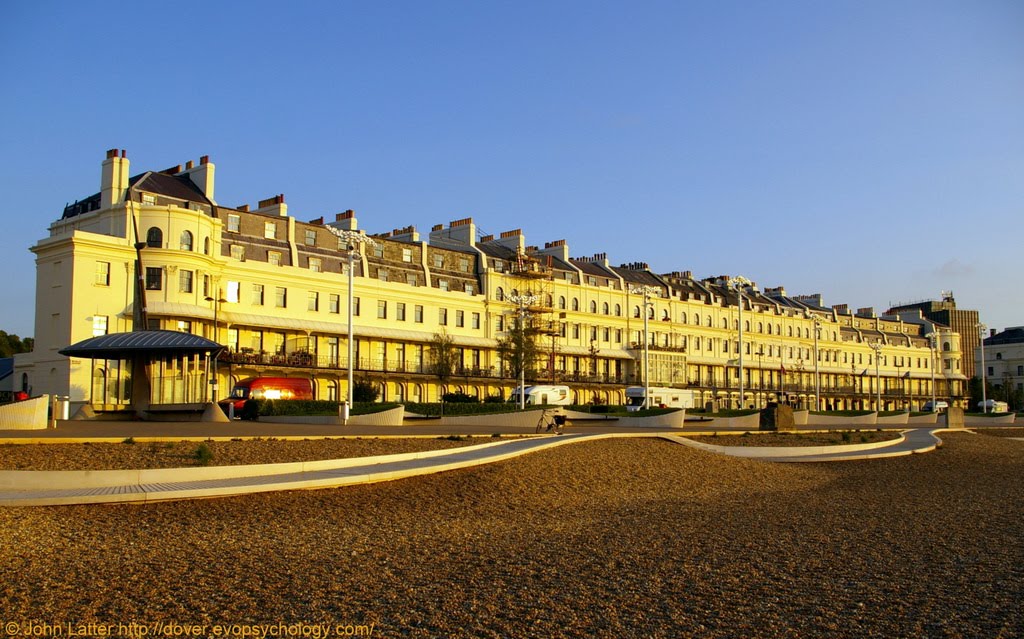 Sunrise Panorama of Dover Marina Hotel, Waterloo Crescent Beach, Kent, UK