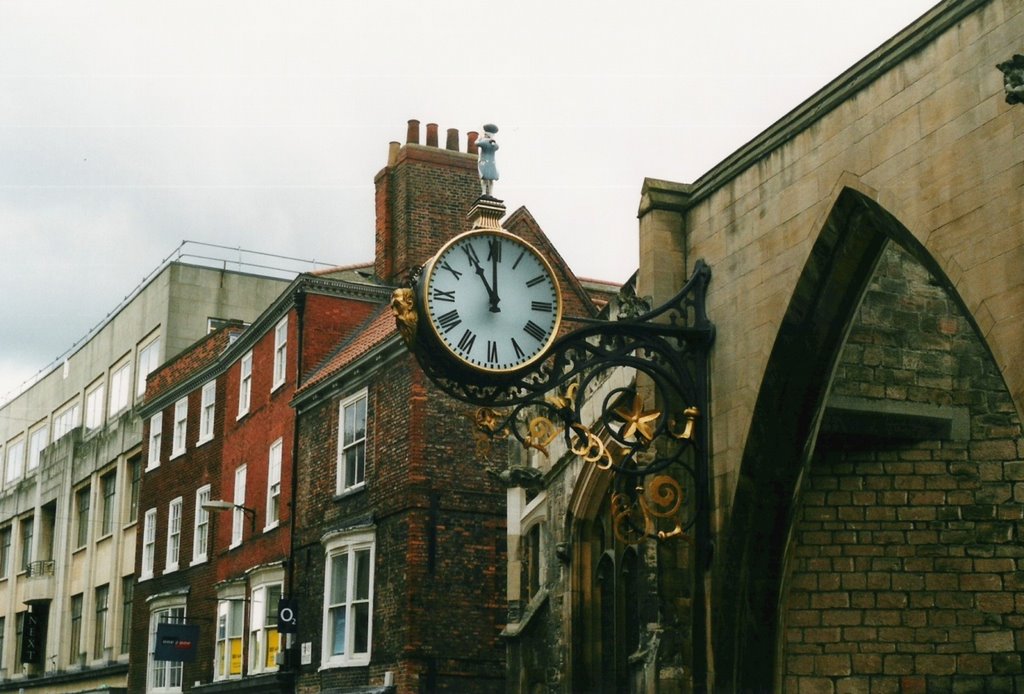 Clock in Coney Street, with the wee Admiral on the top