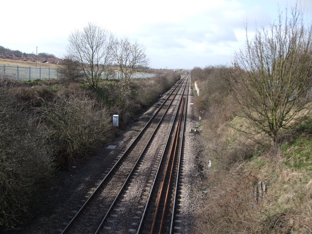 Wheldon Road on the rail bridge