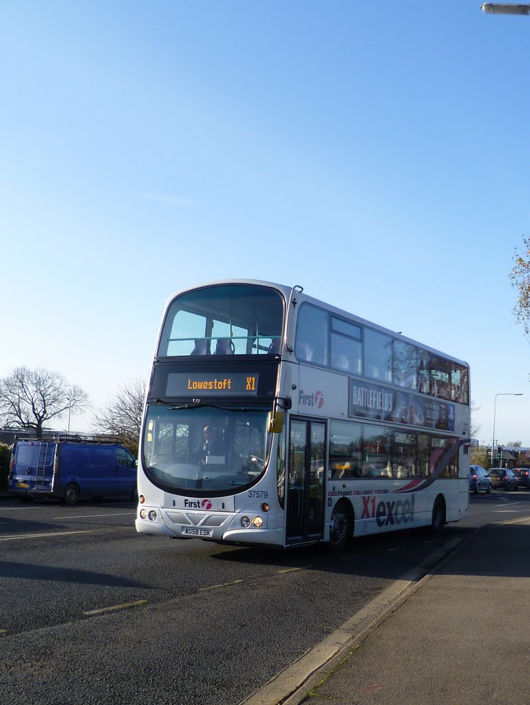 719. bus to lowestoft (lovers field, in old english) suffolk. kings lynn, norfolk. nov. 2011.