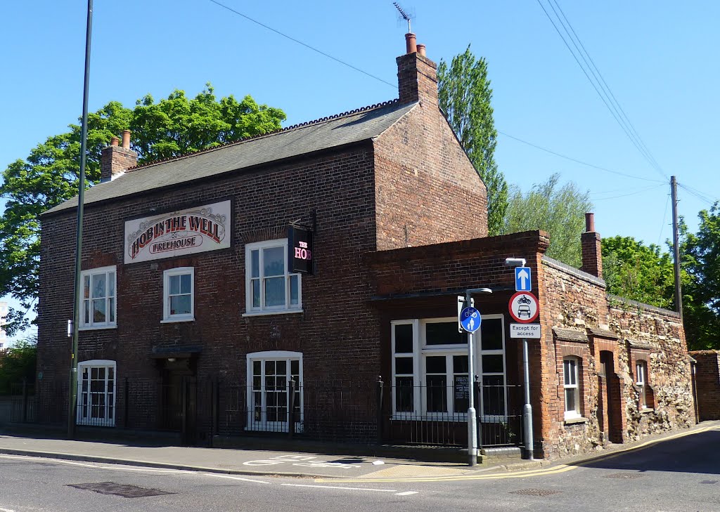 the hob in the well is alive and well, I wrongly said it was closed. gaywood road, kings lynn, norfolk. july 2015.