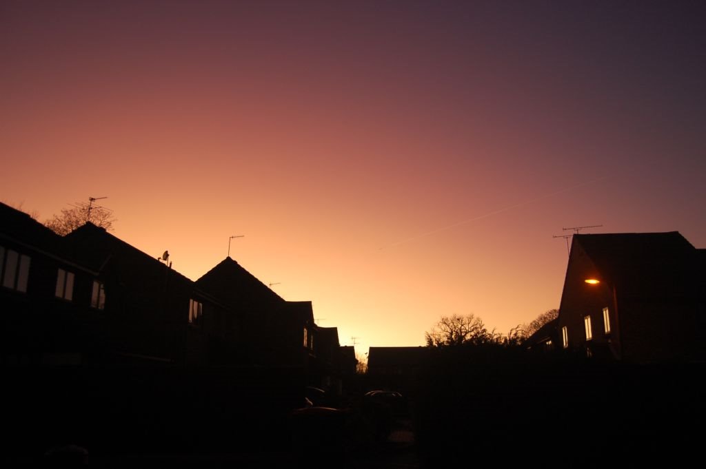 Crawley, Windmill Court, sunset