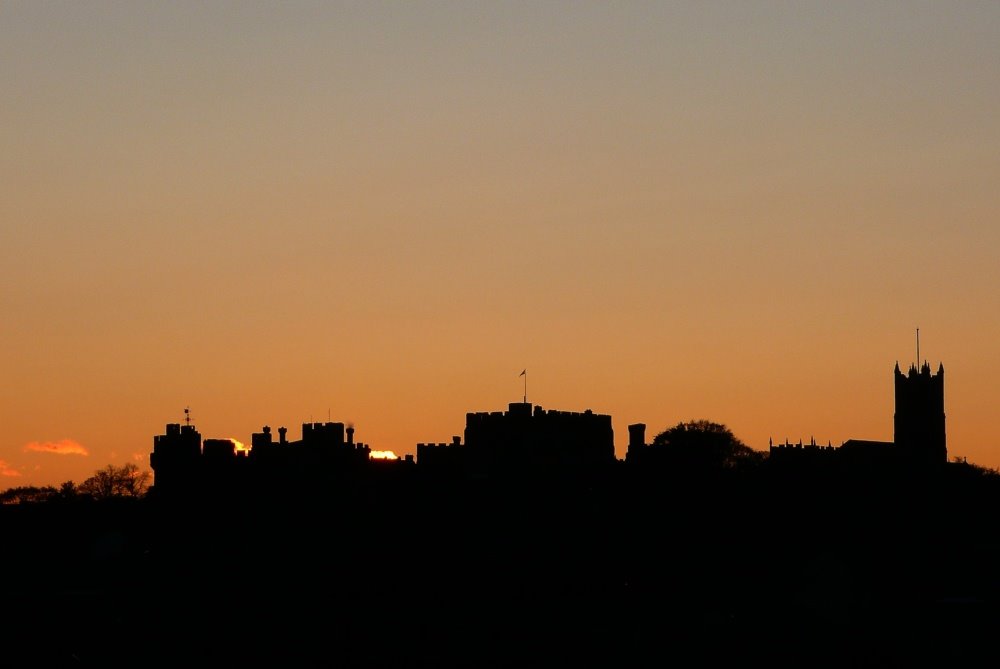 Sun sinking in the castle