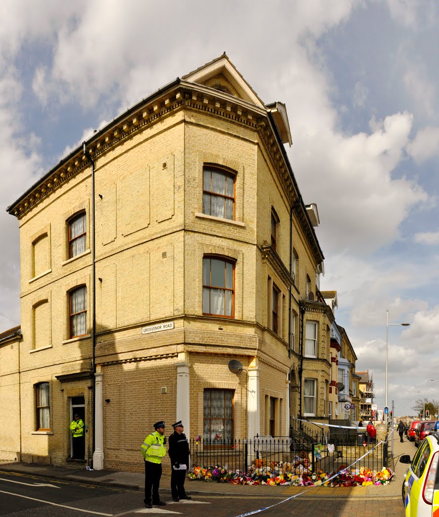 The crime scene in Grosvenor road, Lowestoft