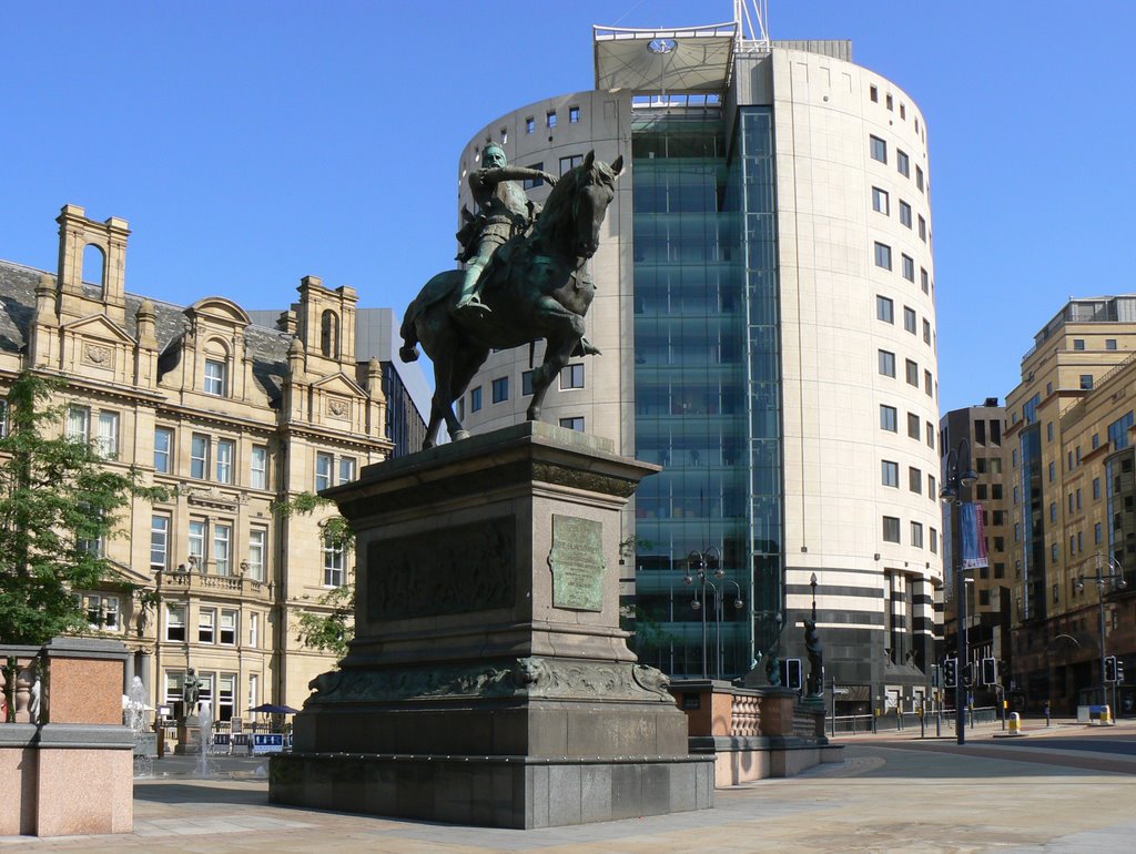 The Black Prince Statue in City Square, Leeds, UK.