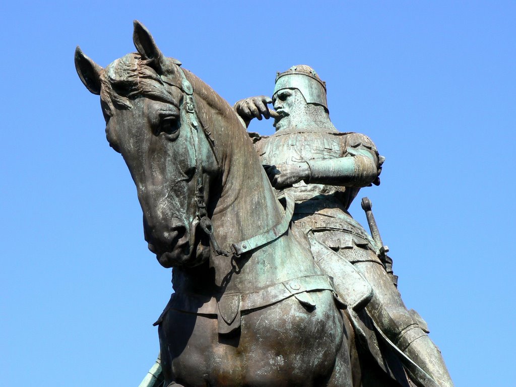 The Black Prince Statue in City Square, Leeds, UK.