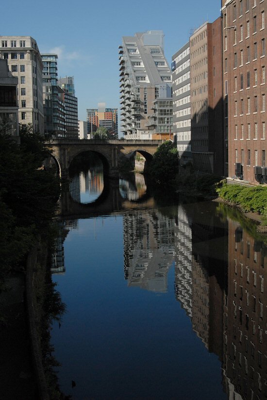 River Irwell in Manchester and The Edge building