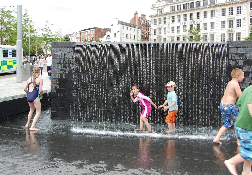 getting wet city centre square Nottingham o=k
