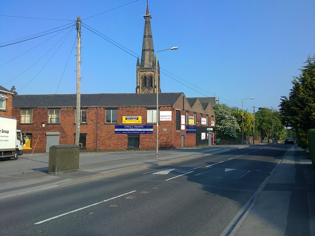 church street ossett. spire being repaired, may 2010.