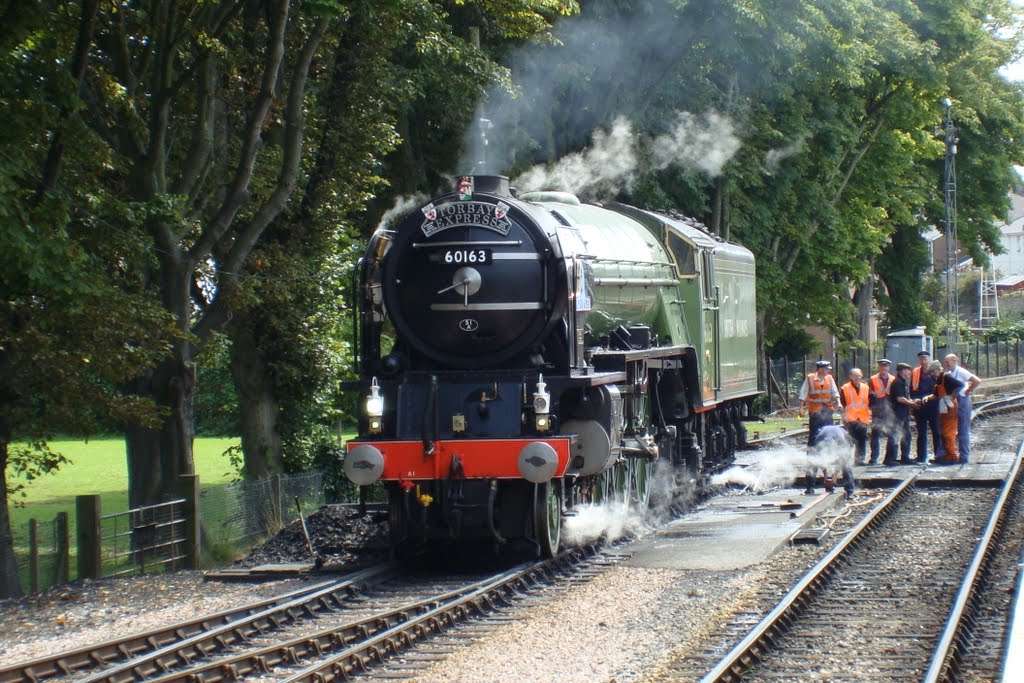 Tornado Taking on water at Painton station after turning at Churston
