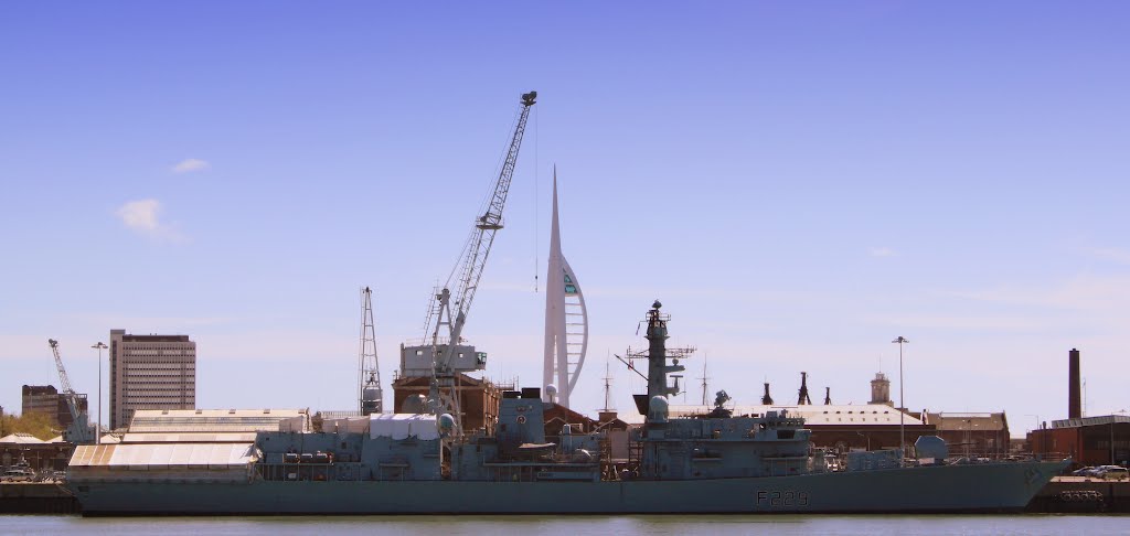 Spinnaker & Cranes, and Royal Navy Ship.  Portsmouth