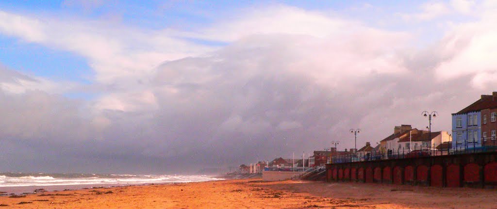 Redcar: the beach in winter with blue sky