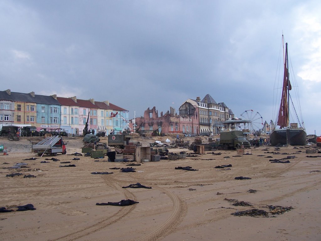 film set on redcar beach