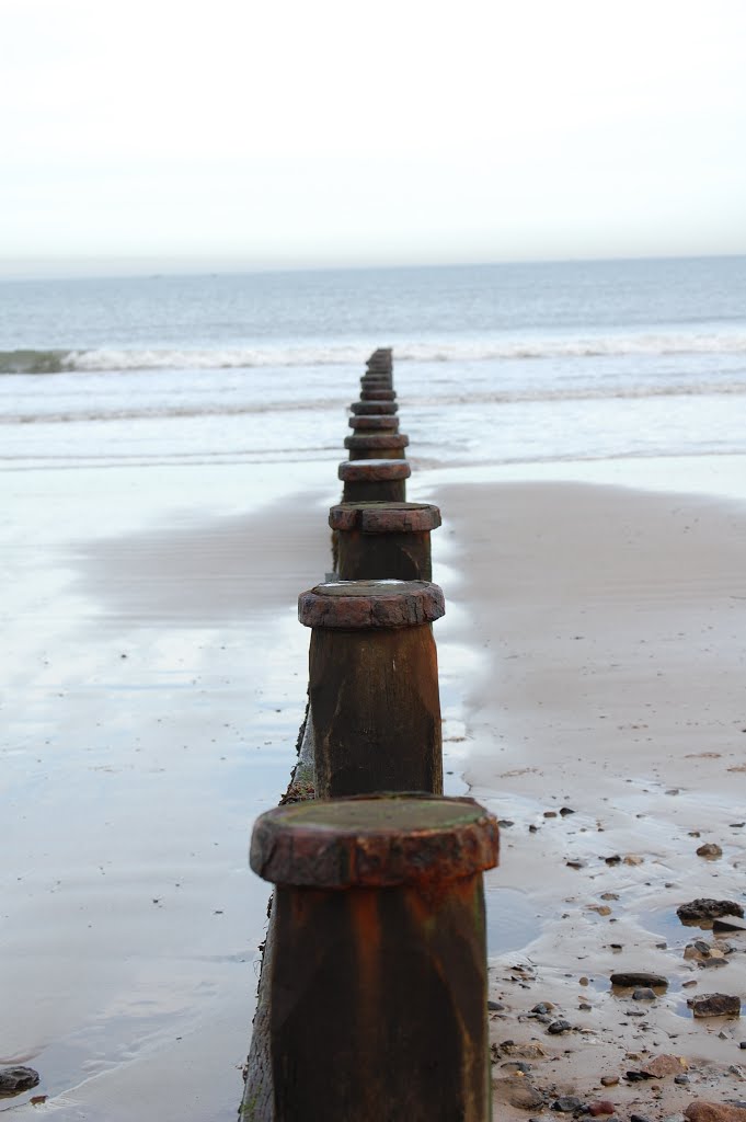 One of the Wooden Groynes on Granville Beach, Redcar