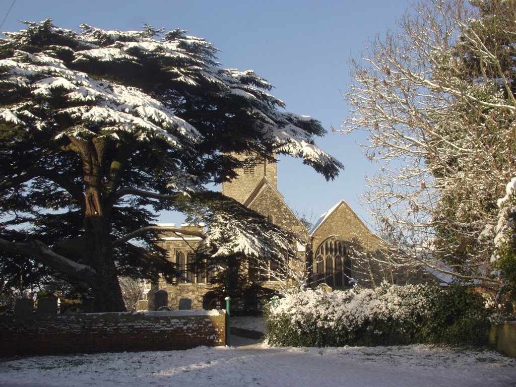 Rayleigh Church in snow
