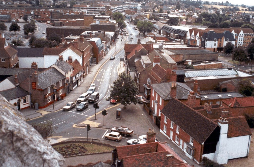 Early view of Rayleigh High Street from the church tower