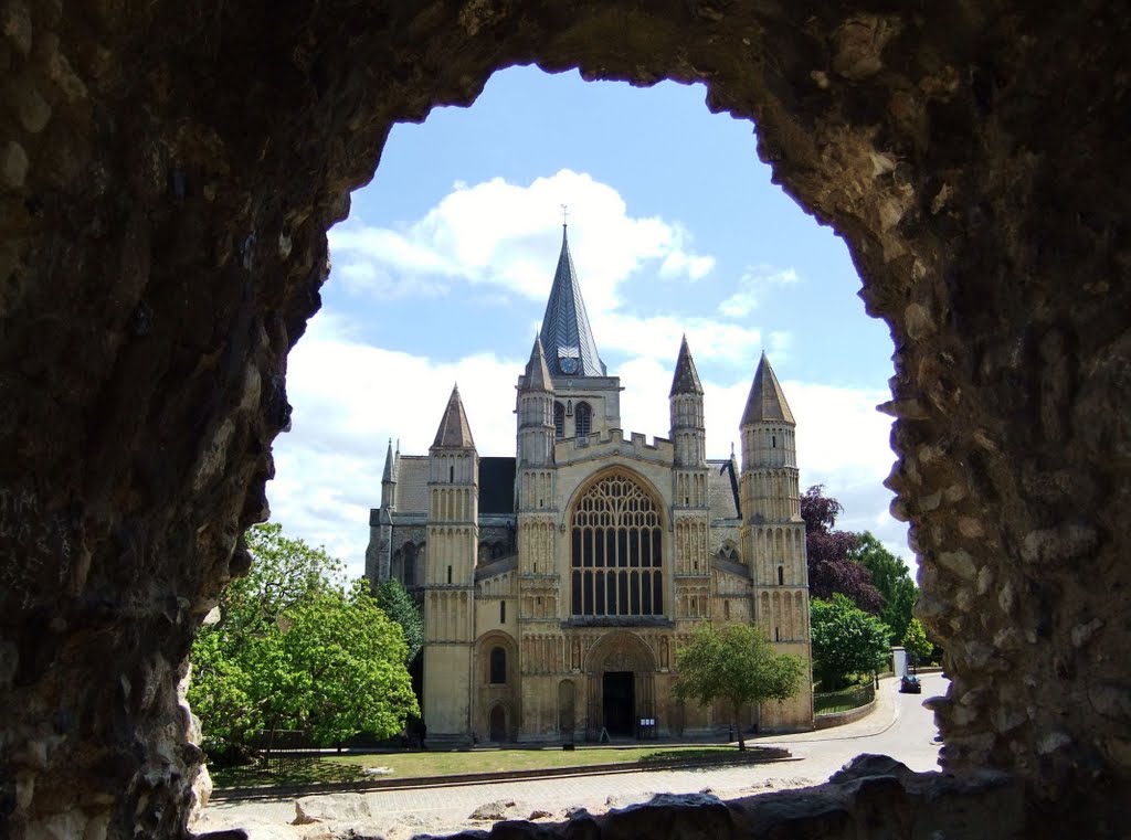 Rochester Cathedral from the Castle, Rochester, Kent, UK.