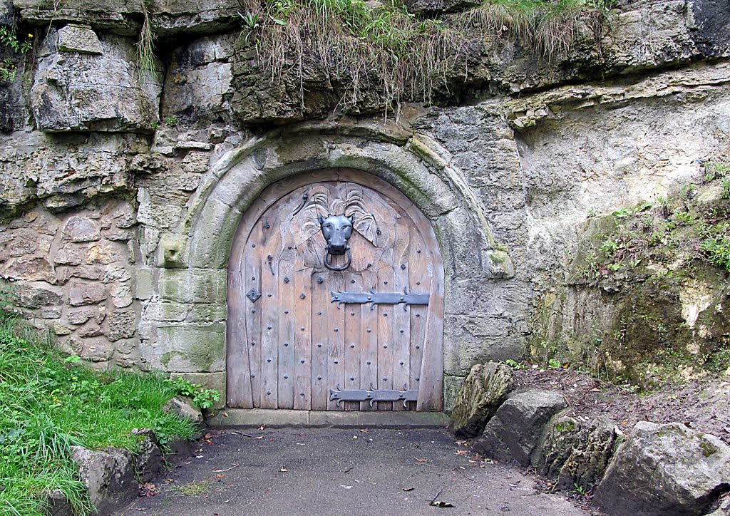 Medieval Norman Arch and Studded Door in Mowbray Gardens