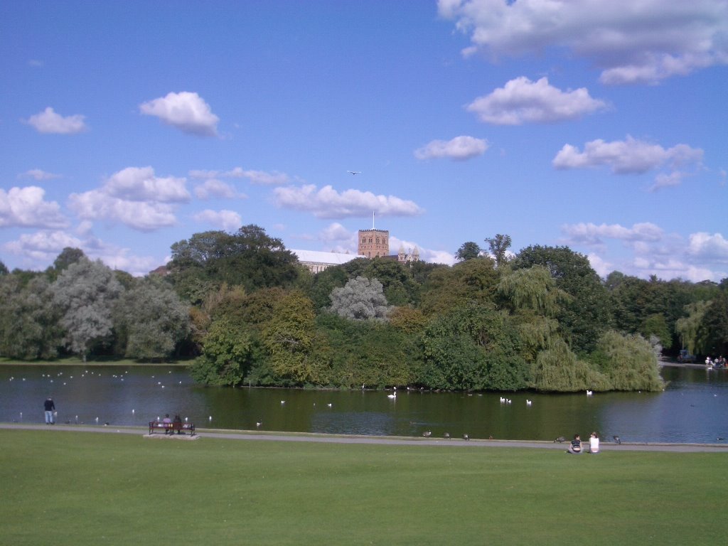 A lake near St. Albans Cathedral