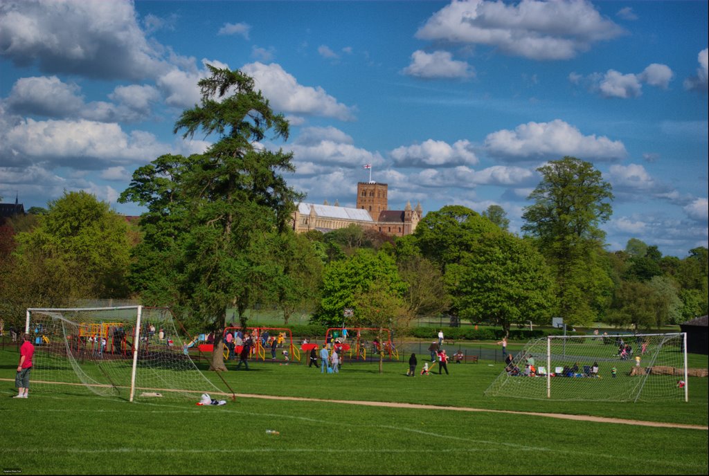 St Albans abbey from Verulamium Park