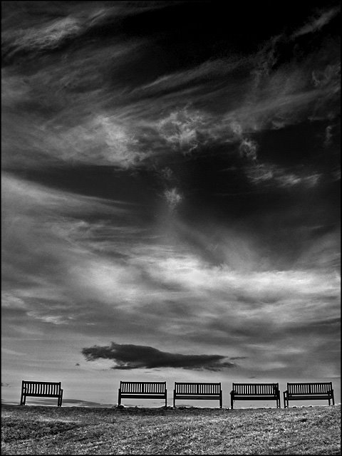 Skies and the memorial seats