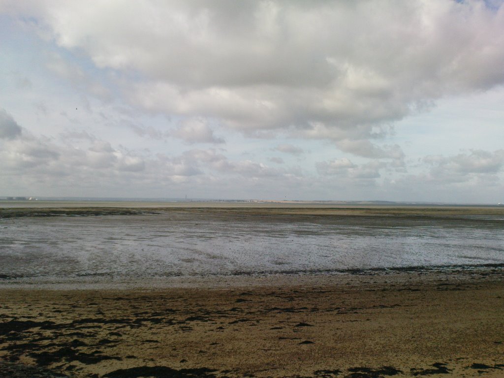 Mudflats of Thames estuary on west side of Southend Pier
