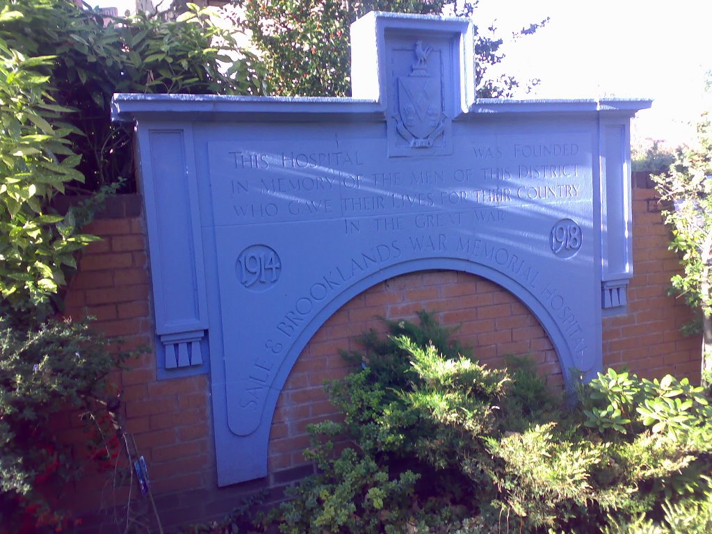 Sale & Brooklands War Memorial Hospital Plaque, Sale