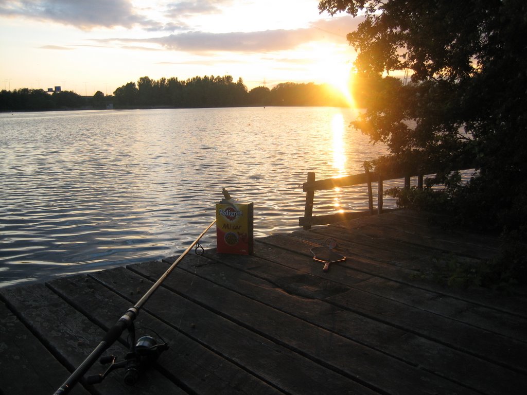 Fishing at sunset