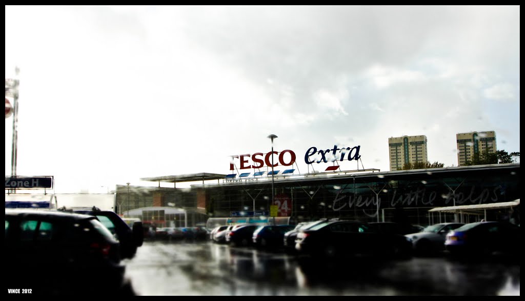 Tesco on a wet day