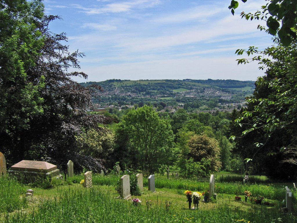 View towards Stroud from Randwick C of E Parish Churchyard, Gloucestershire, UK