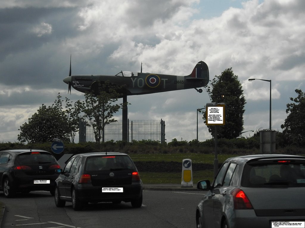 spitfire areoplane replica on roundabout on thornaby road